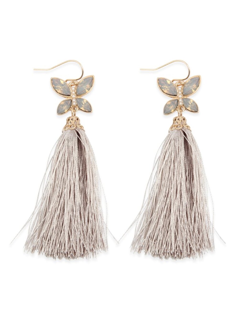 Gray Tassel Earrings — 3” Long